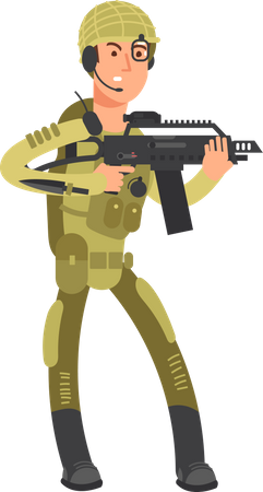 Military Man With Riffle Illustration