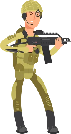 Military Man With Riffle  Illustration