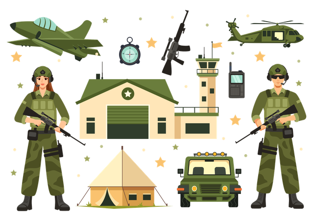 Military men safeguards citizens  Illustration