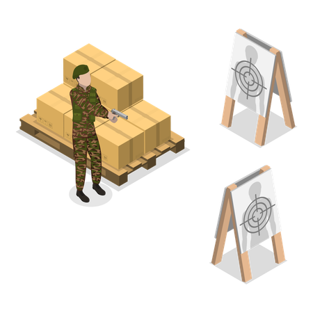 Military soldier doing shooting practice  Illustration