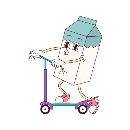 Milk On A Scooter Illustration
