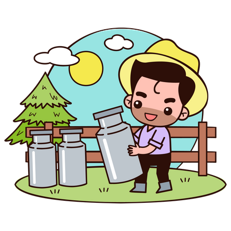Best Premium Milkman with milk containers Illustration download in PNG &  Vector format