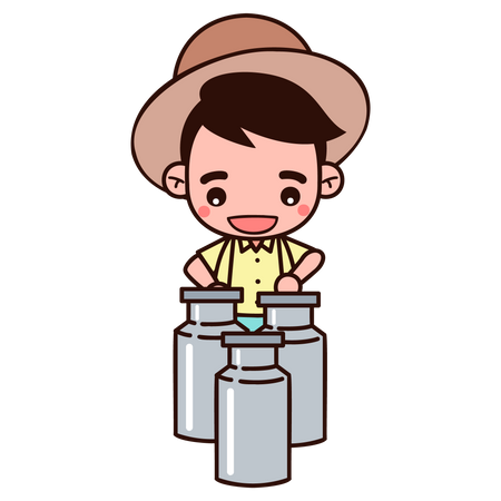 Milkman with milk containers Illustration