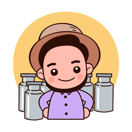 Milkman with milk containers  일러스트레이션