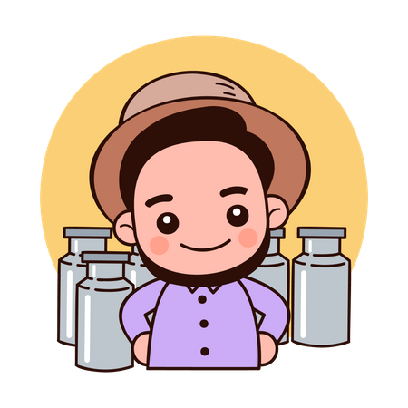 Milkman with milk containers  Illustration