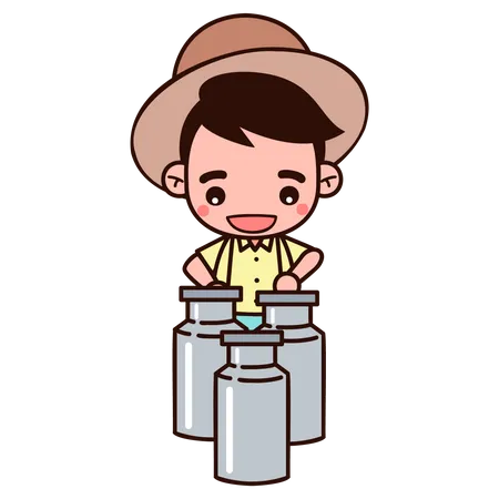 Milkman with milk containers  Illustration