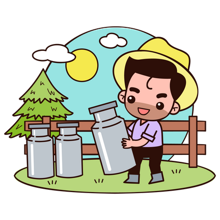 Milkman with milk containers  Illustration