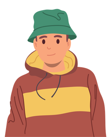 Millennial boy standing  Illustration