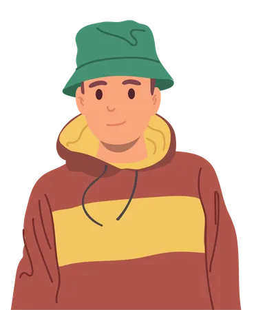 Millennial boy standing  Illustration