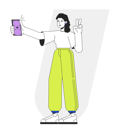 Millennial girl taking selfie  Illustration