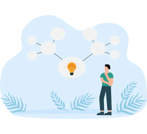 アイデア調査のためのマインドマップ図  イラスト
