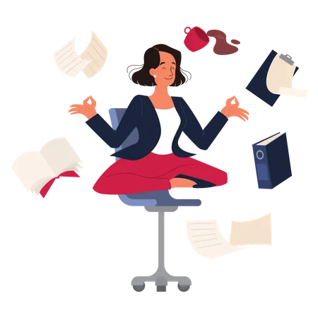 Mindfulness business woman  Illustration