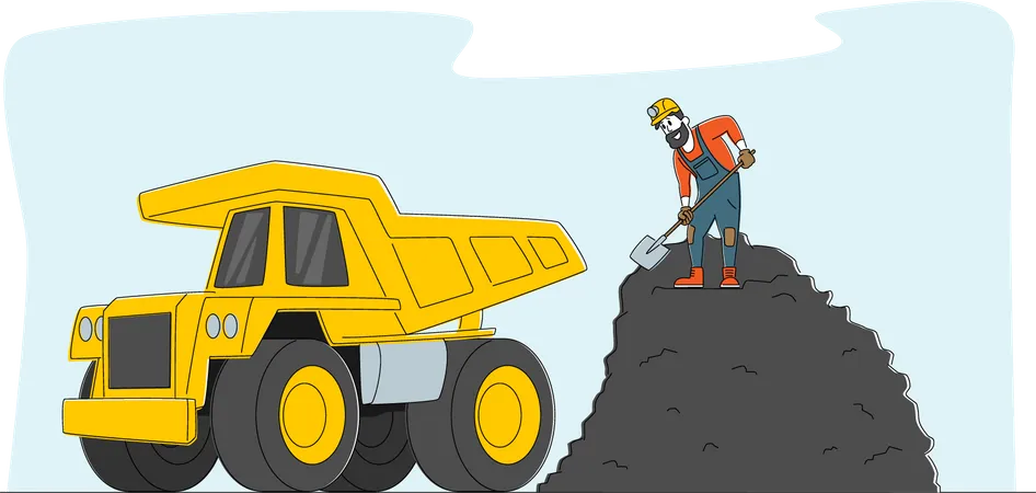 Mine truck depositing coal to the quarry Illustration