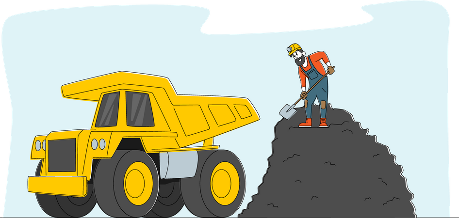 Mine truck depositing coal to the quarry  Illustration