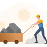 illustrations of worker pushing cart