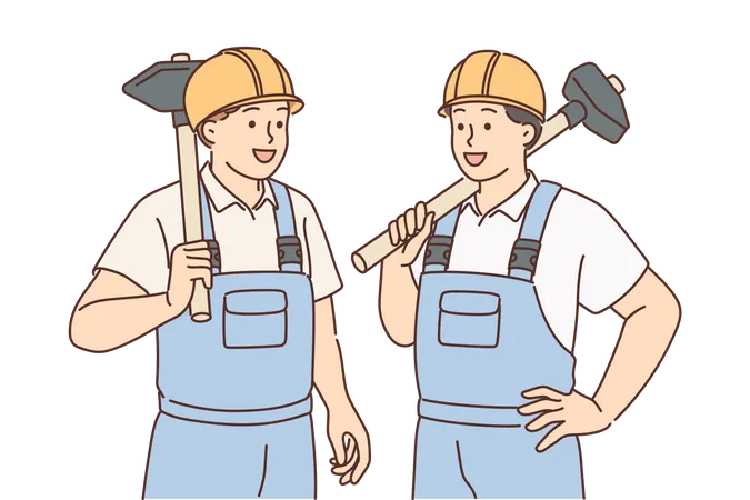 Mine workers talking with each other  Illustration