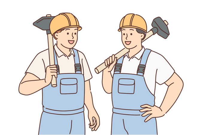 Mine workers talking with each other  Illustration