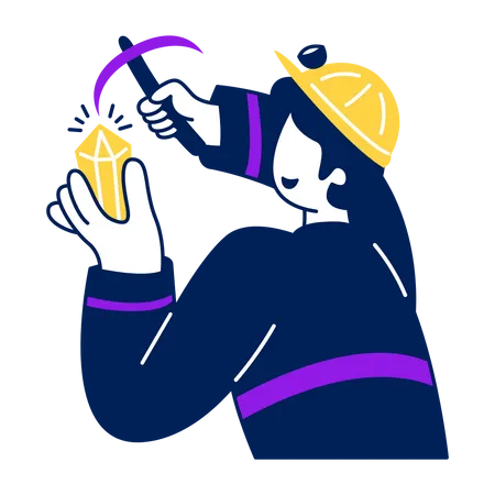 Miner got diamond in his hand  Illustration