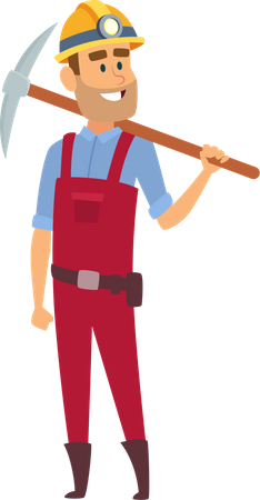 Miner holding pickaxe  Illustration