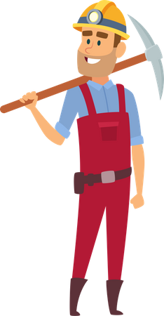 Miner holding pickaxe  Illustration