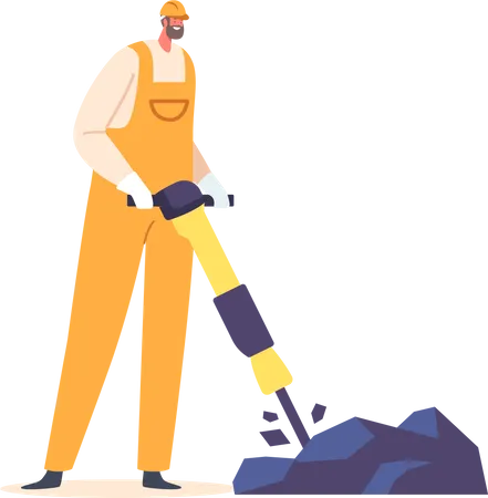 Miner Wielding Jackhammer  Illustration