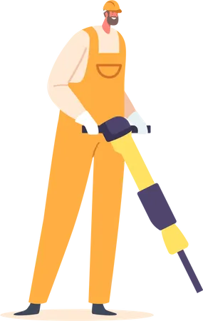 Miner With Jackhammer  Illustration