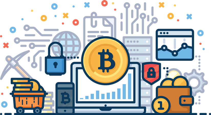 Mineração de Bitcoin e análise de mercado  Ilustração