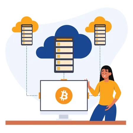 Mineração de bitcoin em nuvem  Ilustração