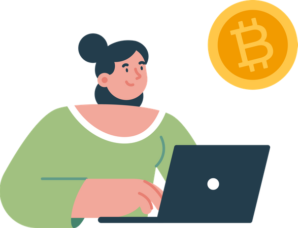 Mineiro de Bitcoin no laptop  Ilustração