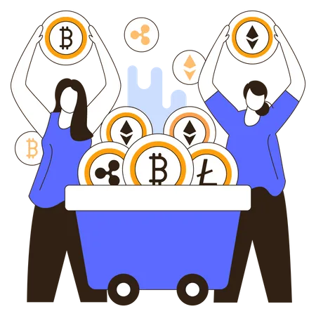 Mineradores de criptomoedas  Illustration