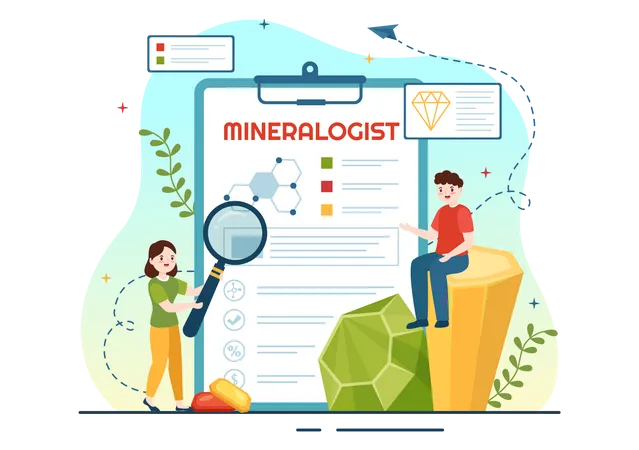 Mineralogist looking at report  Illustration