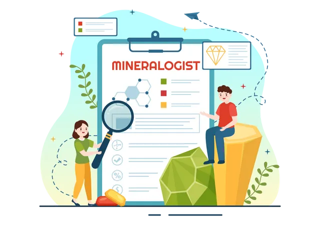 Mineralogista olhando para o relatório  Ilustração