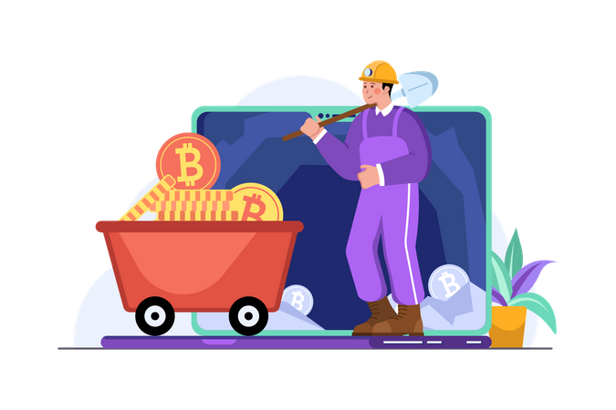 Minería de bitcoins en línea  Ilustración
