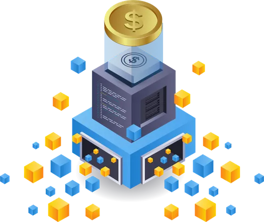 Minar dinero con tecnología blockchain  Ilustración