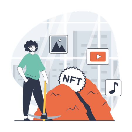 Minería nft  Ilustración