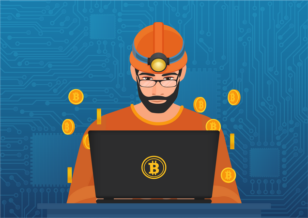 Minero de bitcoins  Ilustración
