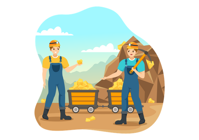 Mineros de oro  Ilustración