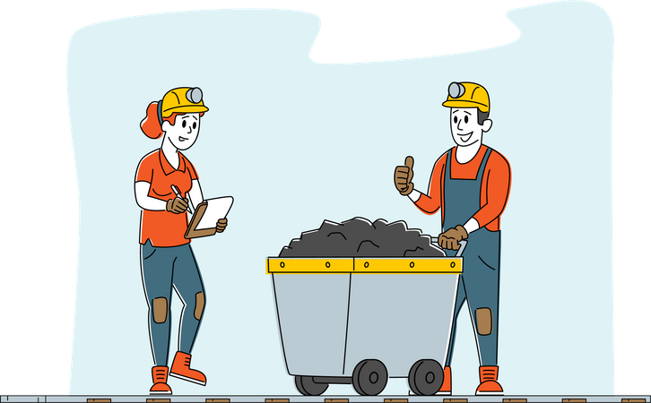 Mineros en el trabajo  Ilustración