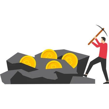 Miners are digging gold bitcoin  Illustration