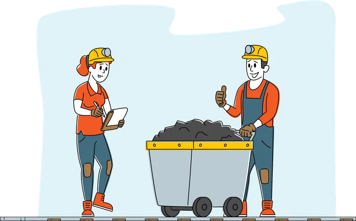 Miners at Work Illustration