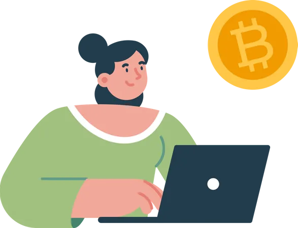 Mineur de Bitcoin sur ordinateur portable  Illustration