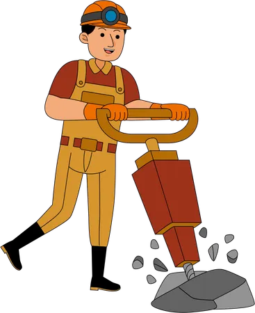 Mineur de charbon effectuant des opérations minières  Illustration
