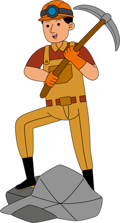 Mineur de charbon effectuant des opérations minières  Illustration