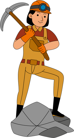 Mineur de charbon effectuant des opérations minières  Illustration