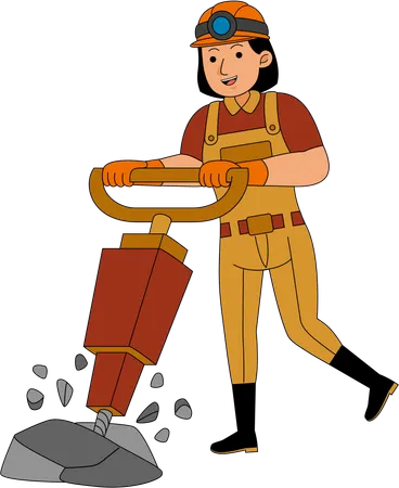 Mineur de charbon effectuant des opérations minières  Illustration