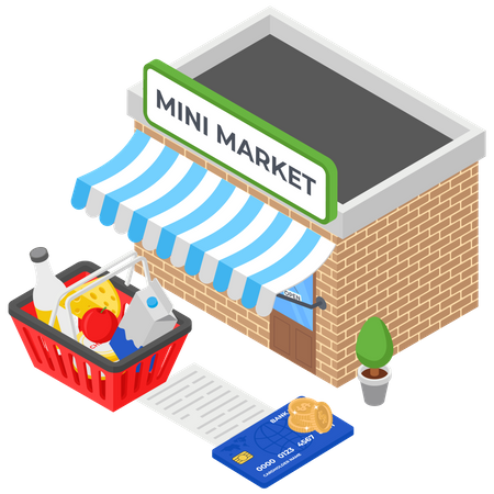 Mini puesto de mercado  Ilustración