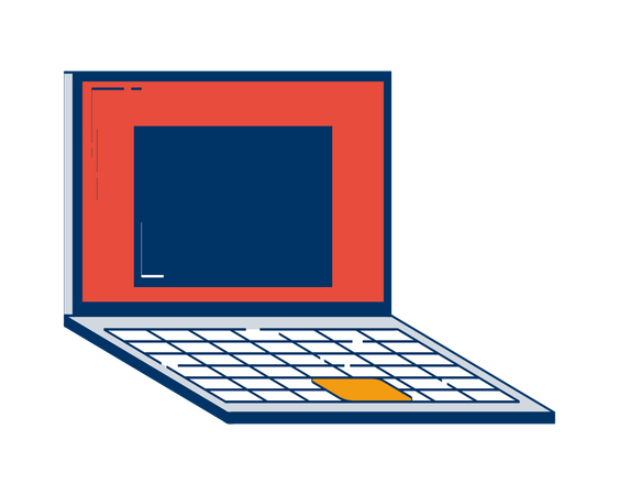 Minimalist open laptop with empty web window on display  Illustration