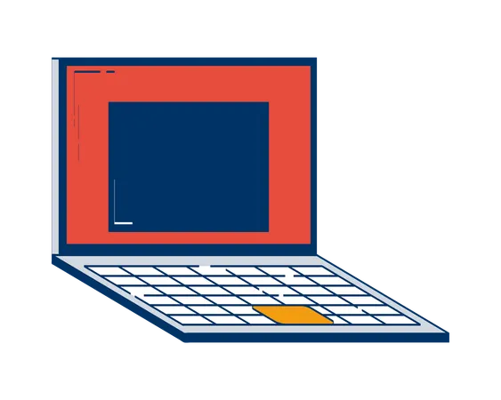 Minimalist open laptop with empty web window on display  Illustration