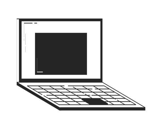 Minimalist open laptop with empty web window on display  Illustration