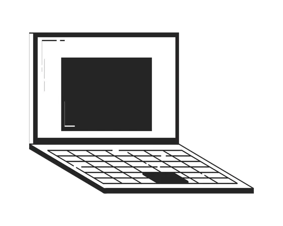 Minimalist open laptop with empty web window on display  Illustration